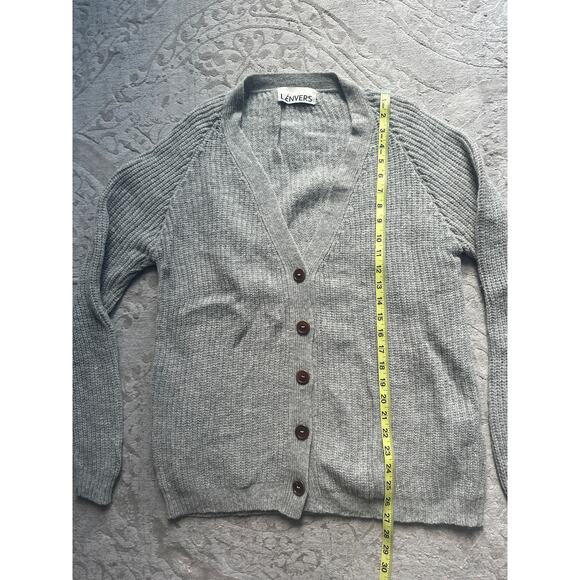 L’Envers Anna V-Neck Cardigan 100% Spanish Merino Wool Ash Grey Women’s Size M - Picture 5 of 9